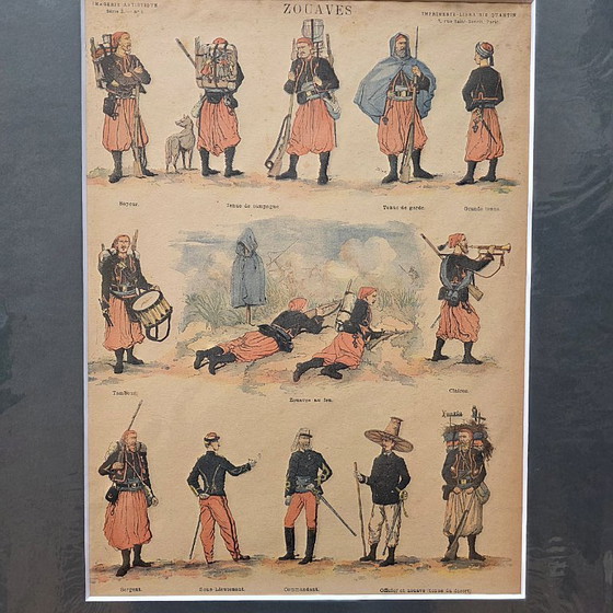 Image 1 of Antique French print of the Zouaves, late 19th century