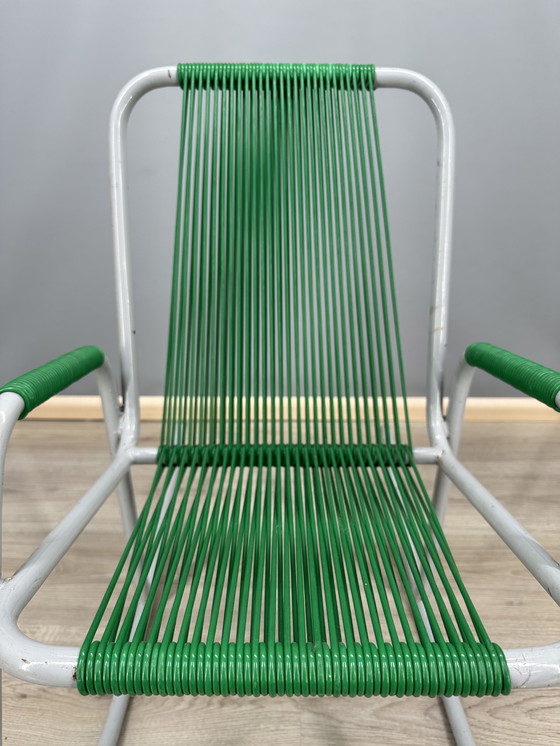 Image 1 of Sedia a dondolo vintage con corda verde
