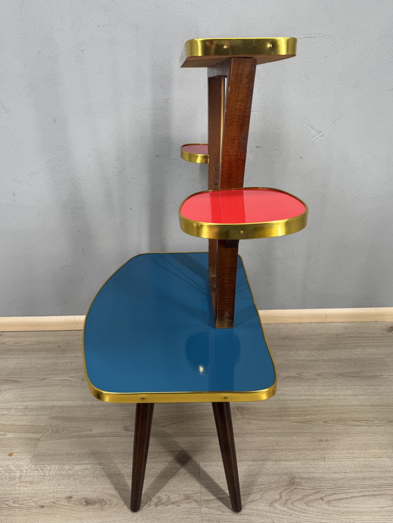 Image 1 of Vintage Formica Mid-Century Plantentafel met Space Age vibes