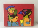 Abstract colorful acrylic painting on canvas | COBRA style | 40 x 30 cm