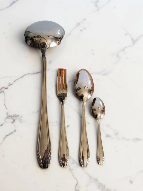 Art Deco stainless steel cutlery set 37 pieces (photo 4 of 7)