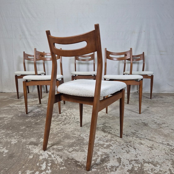 Image 1 of 6 vintage Danish design dining chairs 1960s-70s Bouclé