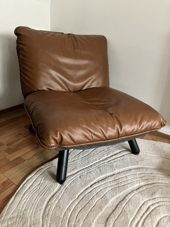 Zuiver Lazy Sack cognackleurige stoel en hocker – Fauteuils, Polyester (photo 3 of 9)