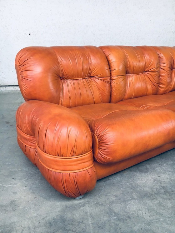Image 1 of 1970's Midcentury Modern Italian Design by Adriano Piazzesi Leather 3 Seat Sofa