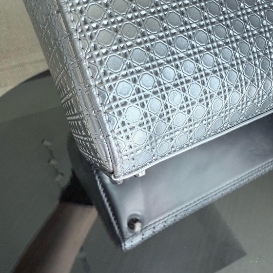 Image 1 of DIOR LADY MINI - MICRO CANNAGE METALLIC SILVER HARDWARE ADJUSTABLE STRAP