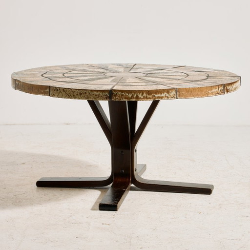 MK11836 Beech coffee table with stone top