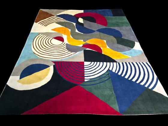 Handgeknüpfter Wollteppich – Komposition von Sonia Delaunay, 1955, Moderner Art-Deco-Stil – Teppiche & Läufer (photo 2 of 10)
