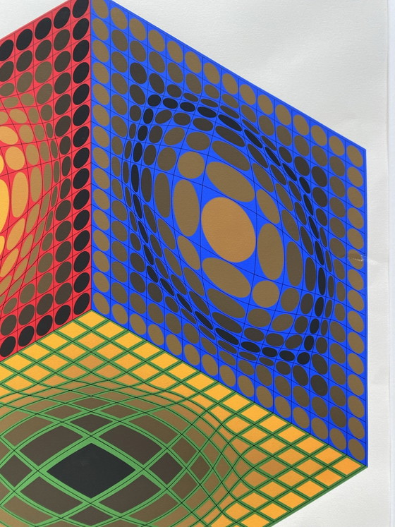 - Victor Vasarely « ST » Kleurenzeefdruk, 1968, gesigneerd, – Litho's & Zeefdrukken, Papier (photo 8 of 8)