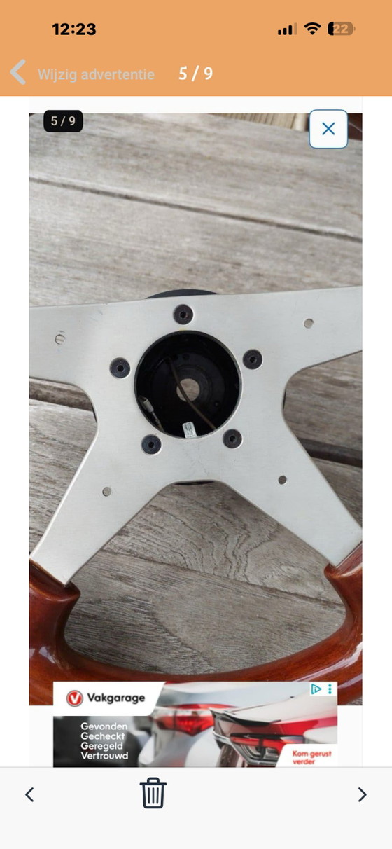 Volante sportivo vintage italiano in legno Victor M1260 – VW/Audi – 35,5 cm – Oggetti decorativi, Metal, Wood (photo 5 of 9)
