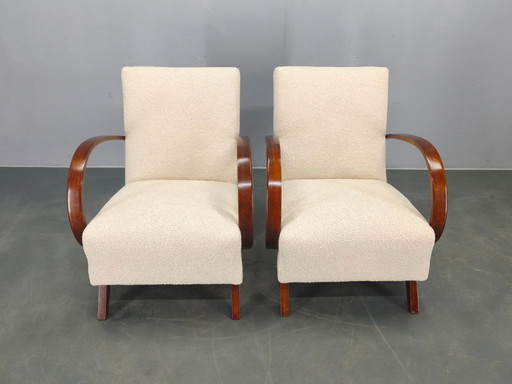 Halabala Art Deco fauteuils uit de jaren 1940, Boucle, Tsjechoslowakije, paar