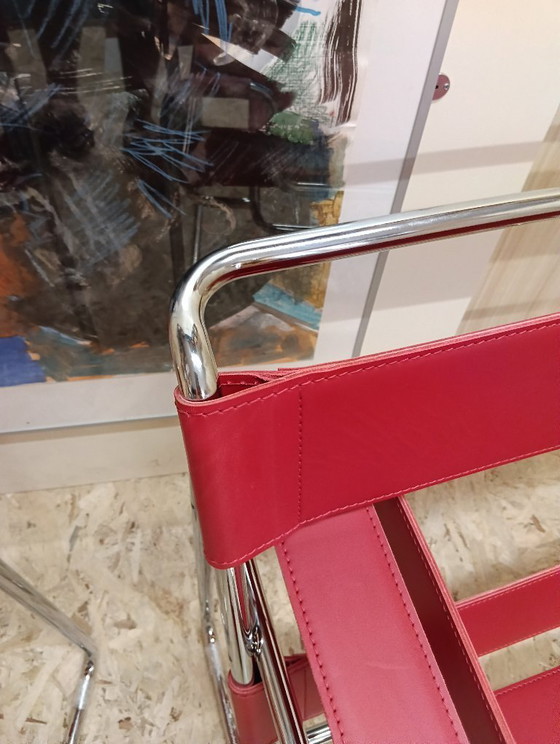 Image 1 of KNOLL Studio Set van 2 WASSILY B3 fauteuils (NIEUW) in rood leer