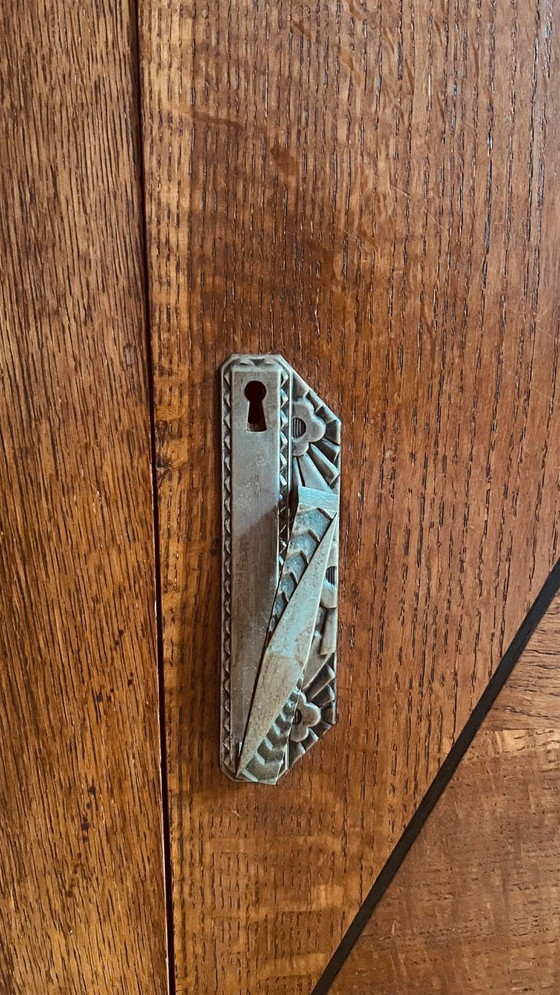 Image 1 of Buffet-/Vitrinenschrank im Art-Deco-Stil mit viel Stauraum, geschliffenem Glas und Spiegel