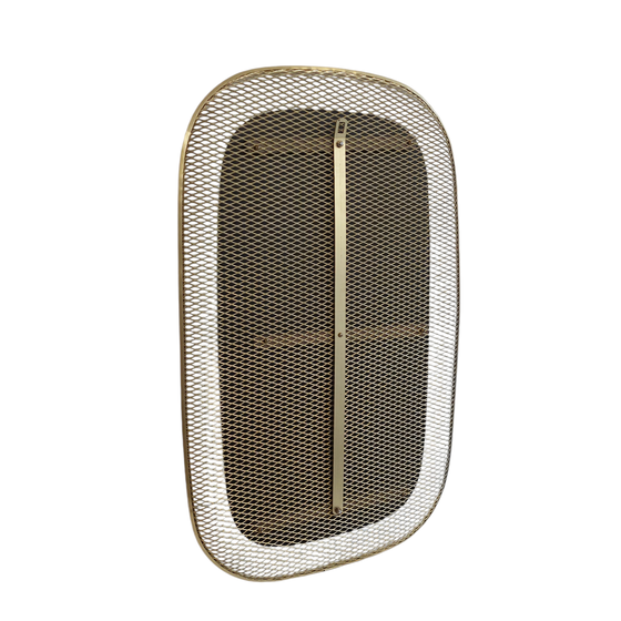 Image 1 of Mid - Century Wall Mirror With Brass Grille