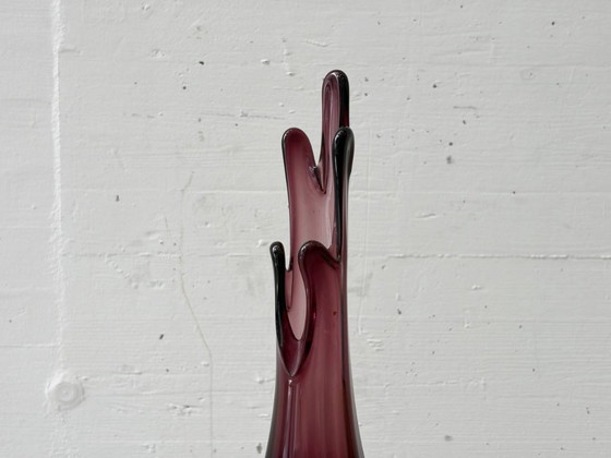 Image 1 of Vase expressif en verre de Murano violet, années 1950