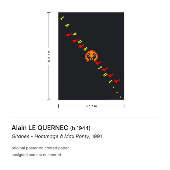 Alain Le Quernec Poster Gitanes - Hommage à Max Ponty 1991 – Paper (photo 3 of 5)