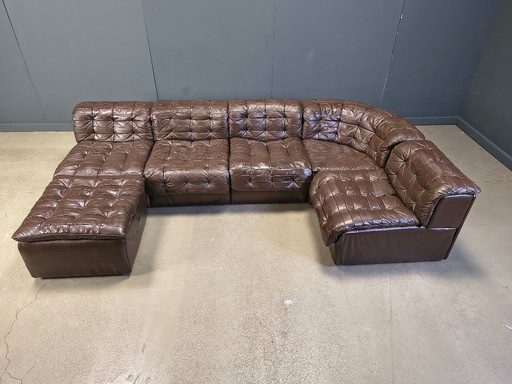 Canapé modulaire vintage en cuir patchwork DS11 de Desede, années 1960