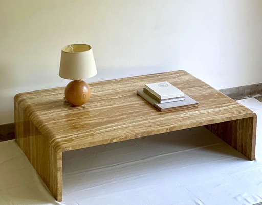 Vintage yellow travertine coffee table