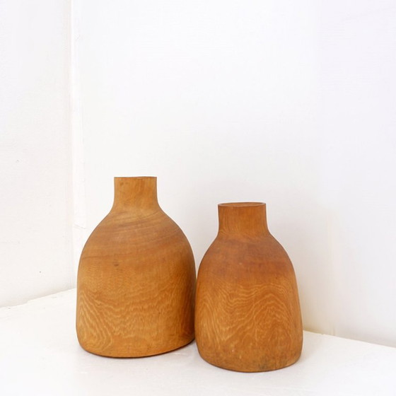 Image 1 of Coppia di vasi decorativi vintage in legno di paulownia