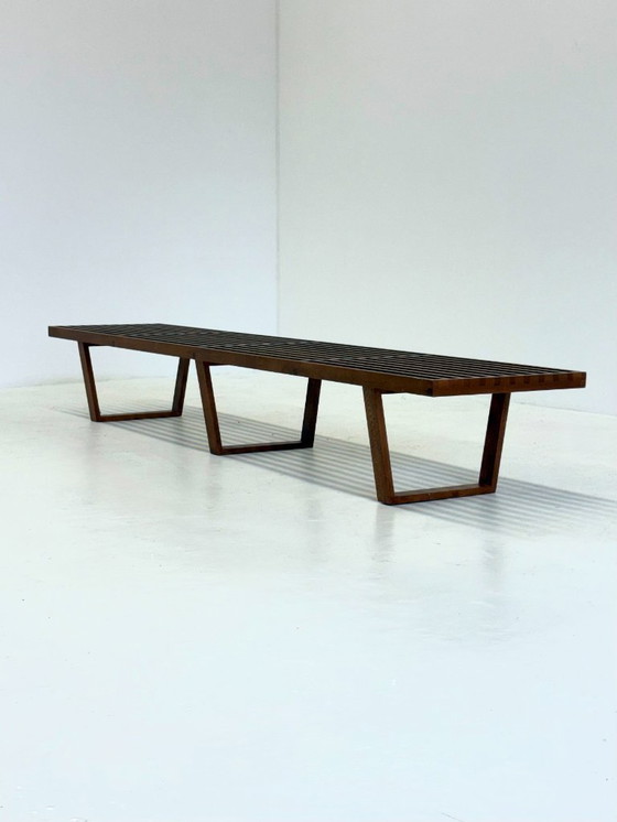 Image 1 of Vintage George Nelson long Platform lattenbank van teak hout