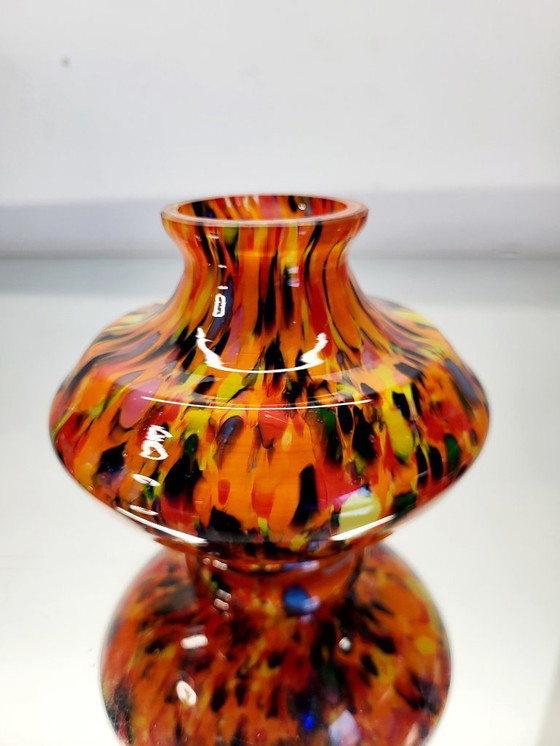 Image 1 of Art Deco spatter vaas, kralik glas, Tsjechië