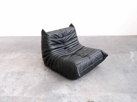 Vintage Design Armchair Ligne Roset Togo, Leather, Black (photo 2 of 8)
