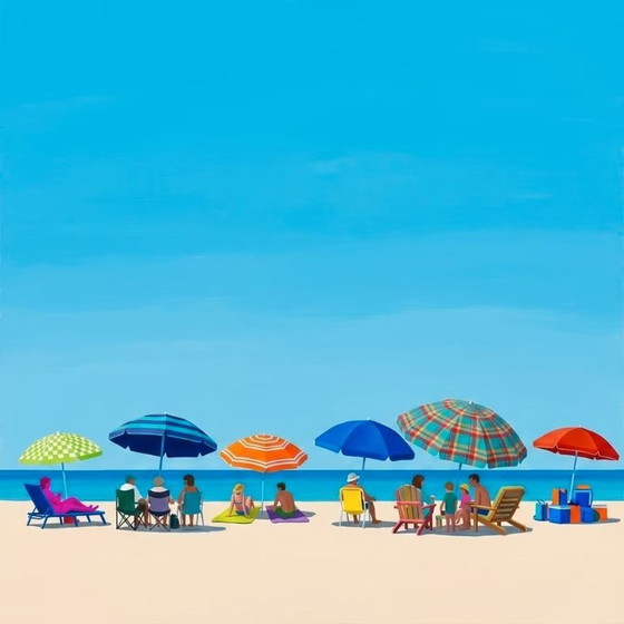 Exhibition Piece – Tiny People - Summer Beach| Contemporary Modern art| 3-part | 180 × 60 cm | 5 mm Acrylic (photo 3 of 5)