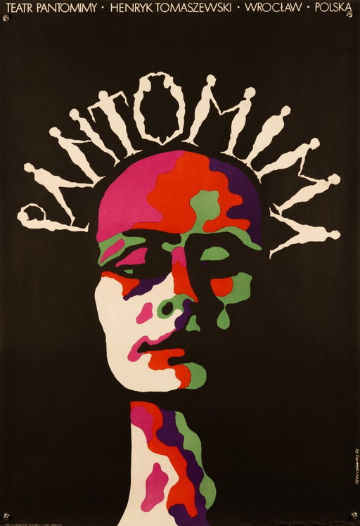 Pantomima – 1972 – Affiche de théâtre originale d'époque par Terechowicz – École d'affiches polonaise – 98 x 67 cm – posters