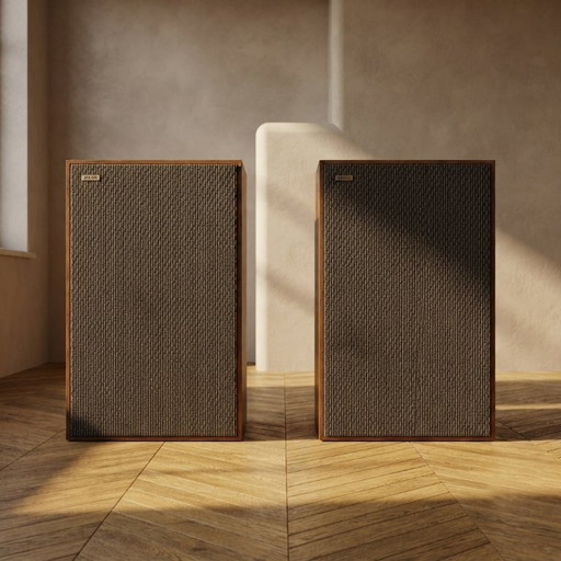 Set van twee Tesla ARS 825 Hi-Fi luidsprekers, vintage houten behuizing, Tsjecho-Slowakije, 66 × 41 × 25 cm