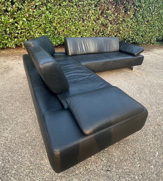 Image 1 of Divano angolare in vera pelle nera Montel