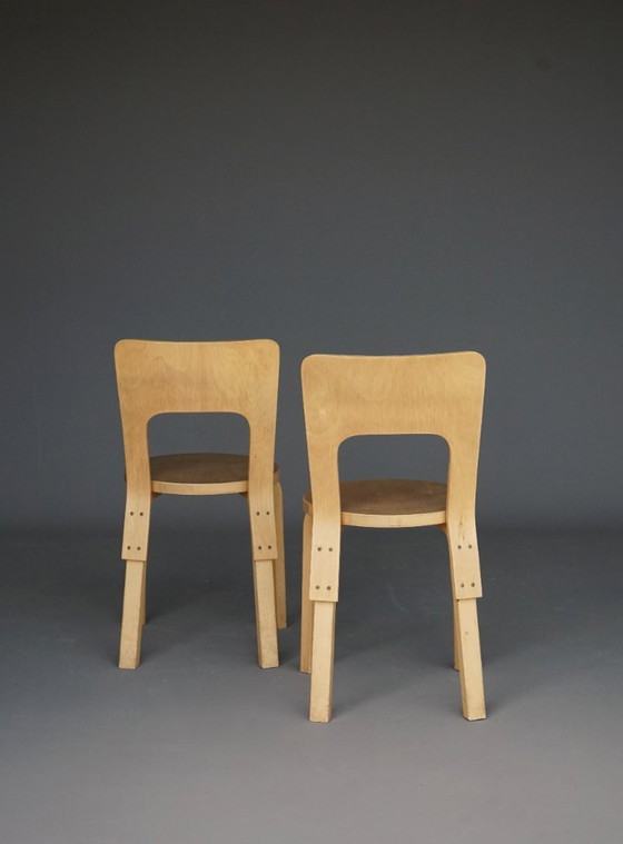 Image 1 of Model 66 Chairs attributed to Alvar Aalto, 1980s, Set of 2