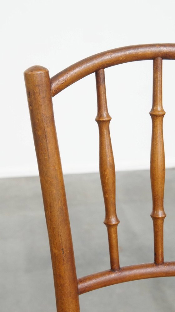 Image 1 of Vintage bistro stoel in de stijl van Thonet met een rieten zitting