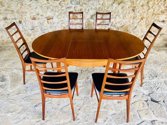 Image 1 of Mid-Century Extendable Teak Dining Table with Butterfly Leaf, By Van Pelt, 1960s