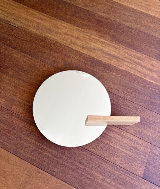 Specchio Bolia Ø50 cm con mensola – Rovere massello