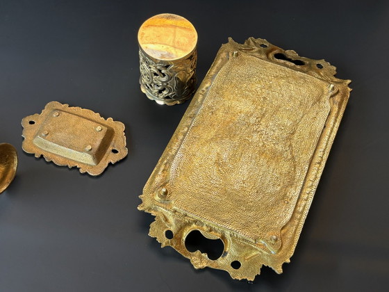 Image 1 of Komplettes Raucherset aus vergoldetem Messing – Rokoko-/Napoleon-III.-Stil