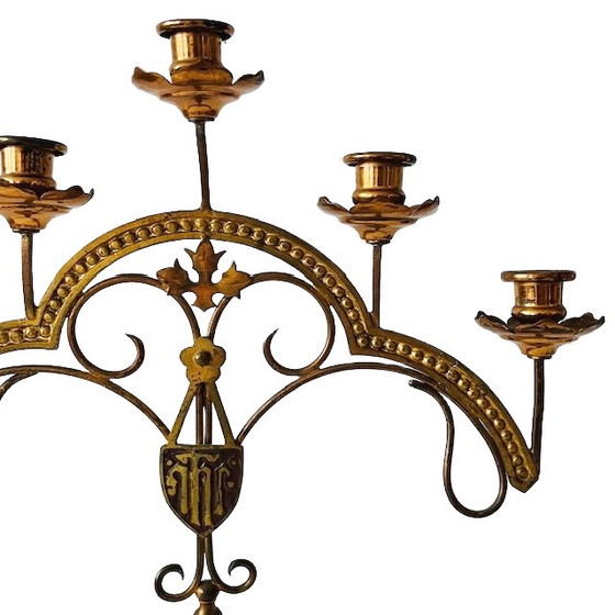 Image 1 of candélabre vintage en laiton à cinq branches, années 1970