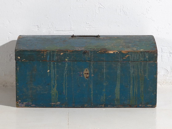 Piccola cassapanca antica con patina blu navy (c.1920) #68 – Armadi contenitori, Rustic (photo 37 of 39)