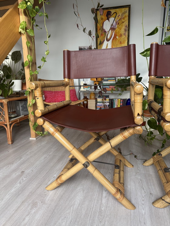 Image 1 of Paire de chaises de réalisateur Lyda Levi McGuire en cuir