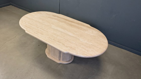 Image 1 of Vintage oval travertine dining table, 1970s
