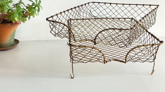 Image 1 of Cestini impilabili in filo di ottone francese vintage