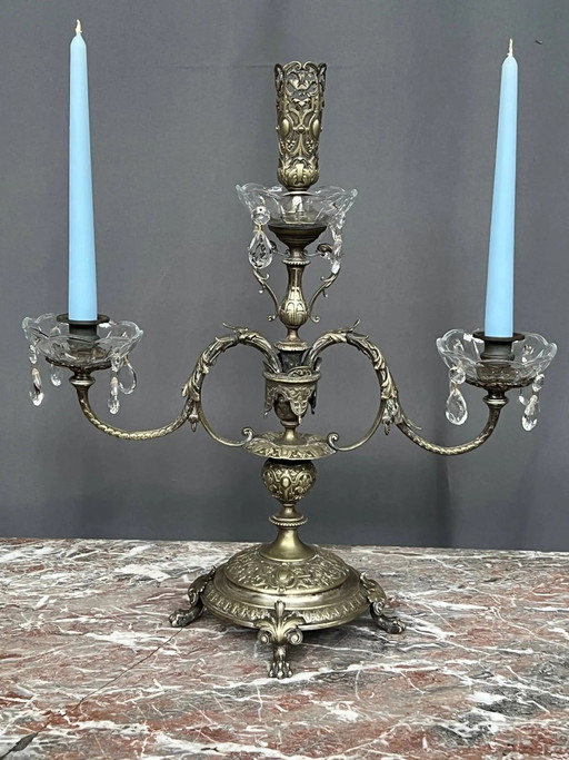 Chandelier. Silvered bronze, crystal. – kandelaars en kaarsen (photo 2 of 7)