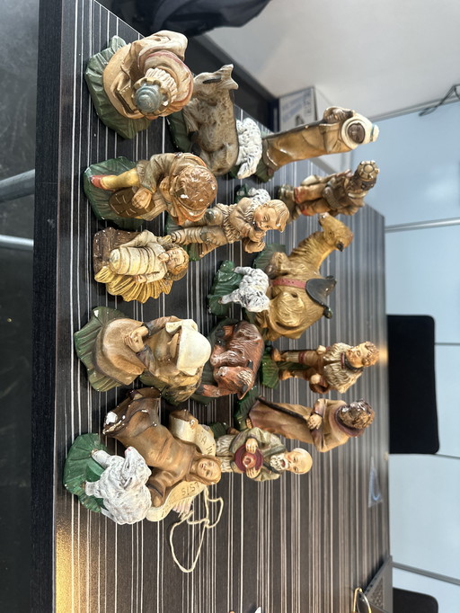 Vintage kerststalset beeldjes