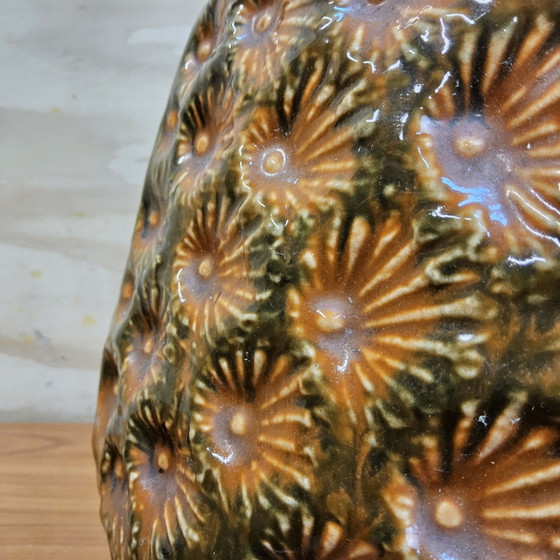 Image 1 of Vintage large XXL West Germany vase Jasba 1667/35 orange / green (unique structure / pattern)