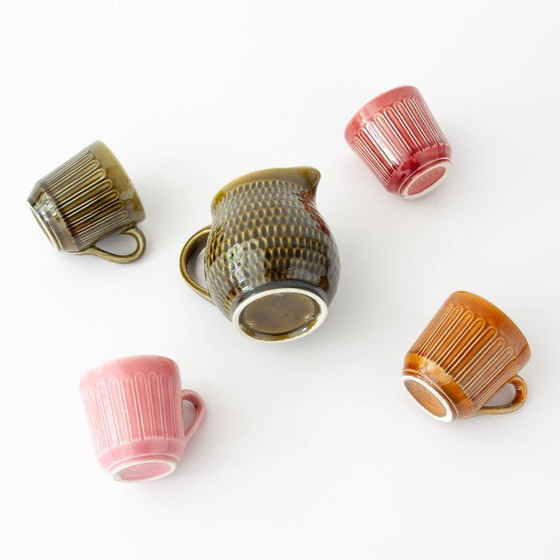 Image 1 of Set aus Keramik-Kaffeetassen und Milchkännchen von Secla, 1970er Jahre