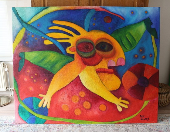 Image 1 of Paul Megens großformatiges Sandstrukturgemälde „Der Athlet“