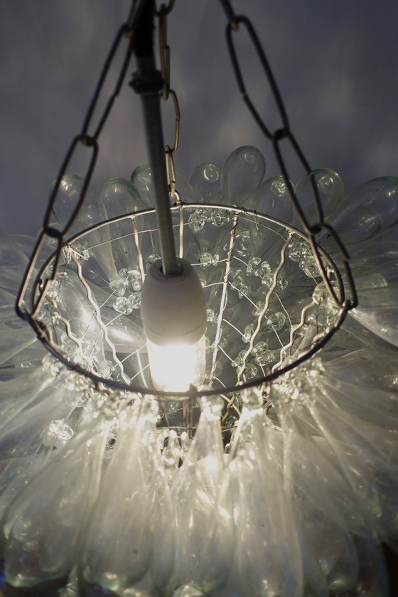 Image 1 of Lámpara de techo/araña de cristal transparente con forma de uva, años 70