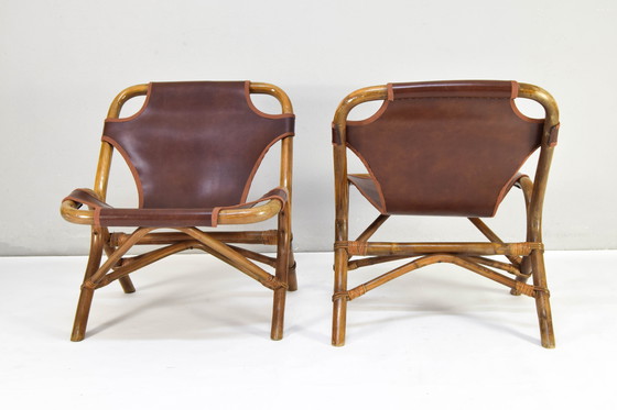 Image 1 of Satz von vier Mid-Century Modern Bambussesseln, Spanien, 1960