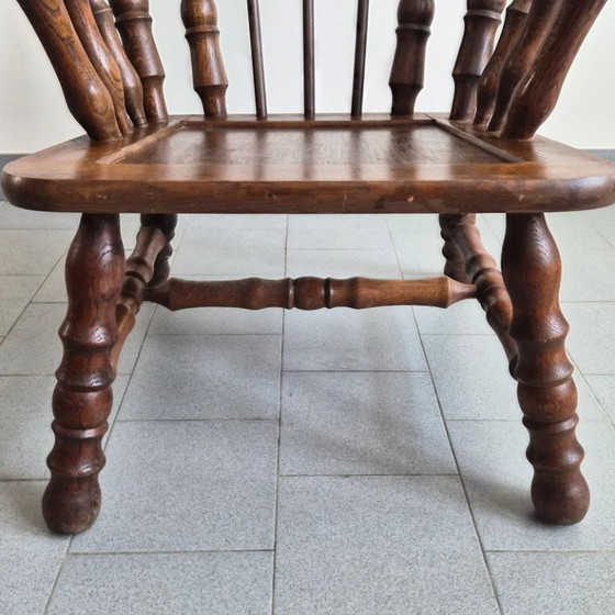 Image 1 of PAAR VINTAGE BRUTALISTISCHE EIKEN FAUTEUILS UIT DE JAREN 70 MET SPOELEN UIT DE JAREN 70