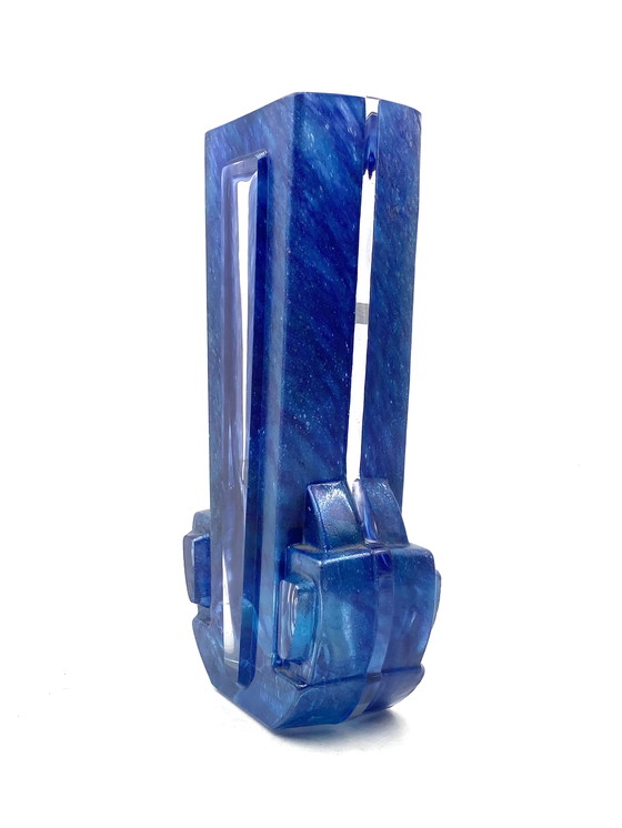 Image 1 of Art Deco Blaue Kristallvase, Daum Frankreich, Xx Jahrhundert