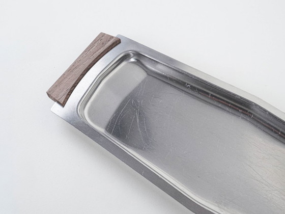 Image 1 of Plateau rectangulaire en acier inoxydable, design danois, années 1970, fabriqué au Danemark