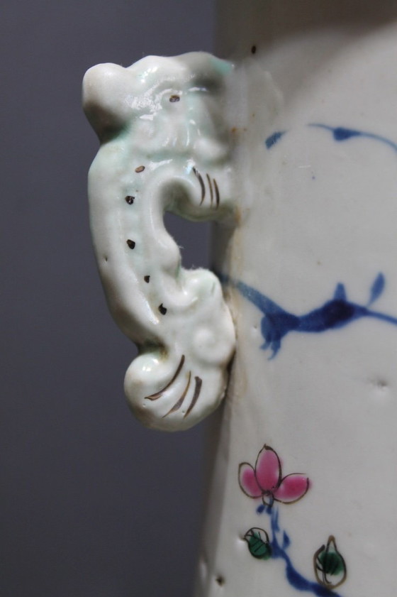 Antique Chinese Rouleau Vase – Ceramic, Porcelain (photo 7 of 16)